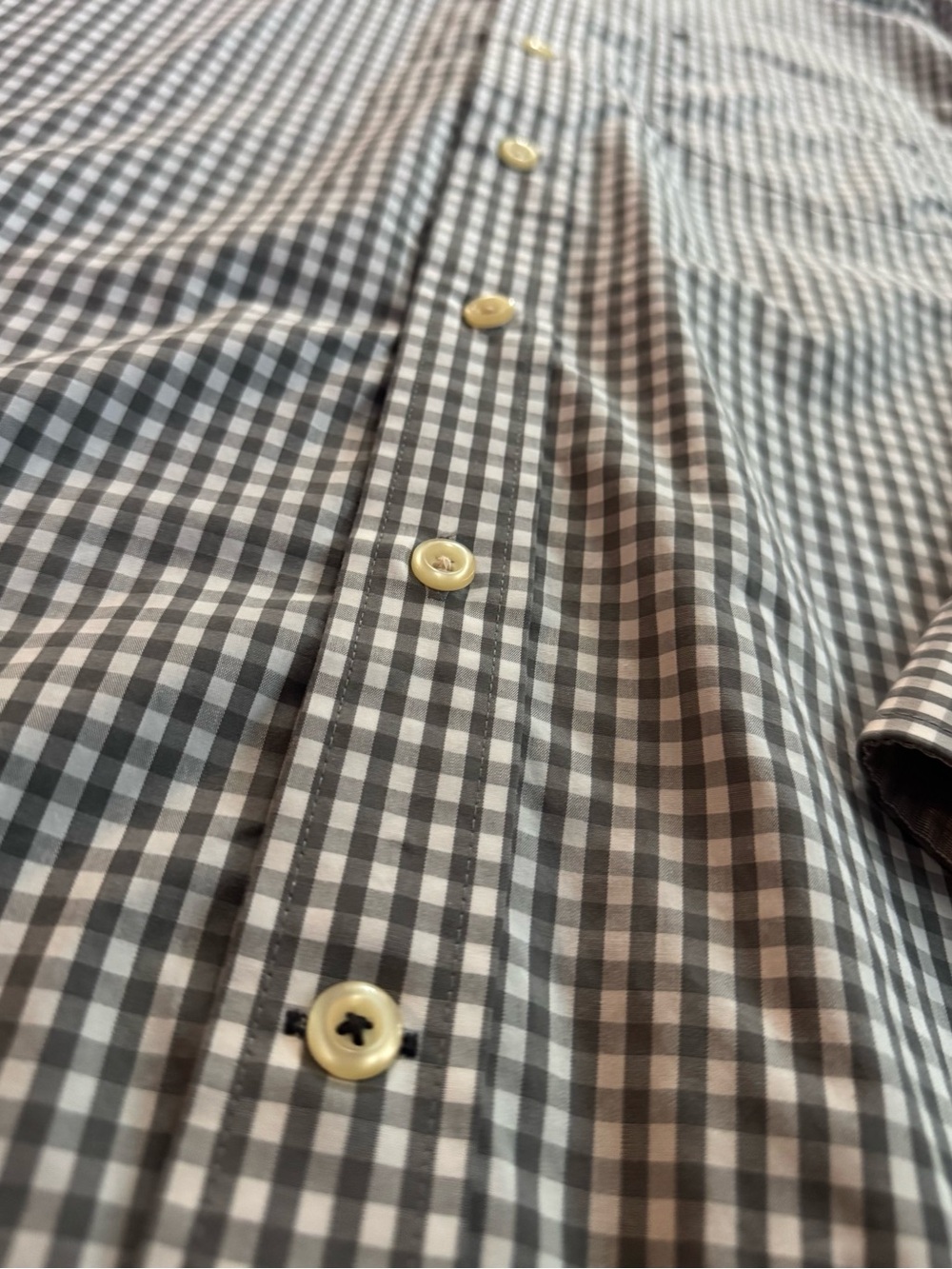 Izod Men's Brown and White Gingham Button-Down Shirt